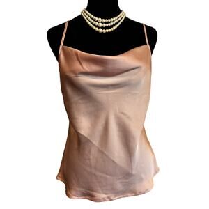 Express Satin Cowl Neck Cami Rose Gold Champagne